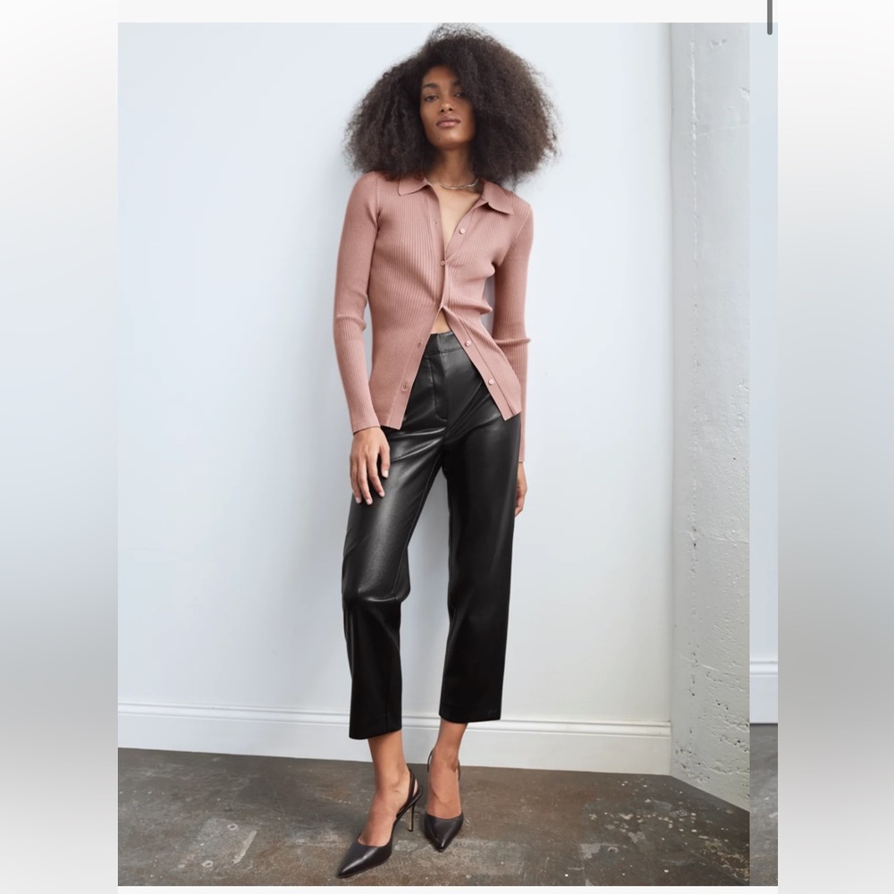 Aritzia Babton Vegan Leather Command Cropped Pant in 0